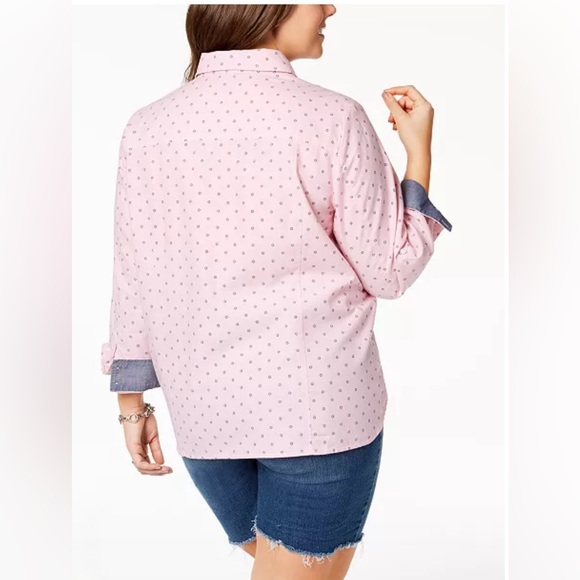 Tommy Hilfiger Button Down 100% Cotton Shirt; Size 0X; Long Sleeve Long Top - Picture 3 of 12